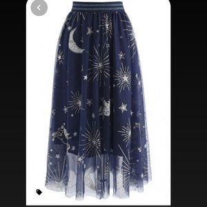 NWT Chicwish Stars & Unicorns Mesh Skirt